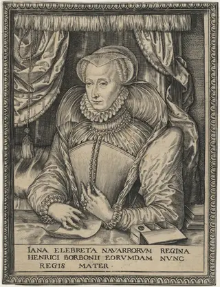 Jeanne D'Albret, Queen of Navarre and Mother of Henry IV of France, by Marc Duval, ink, 1556