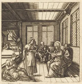 Christ in the House of Mary and Martha, by Léonard Gaultier, ink, 1578