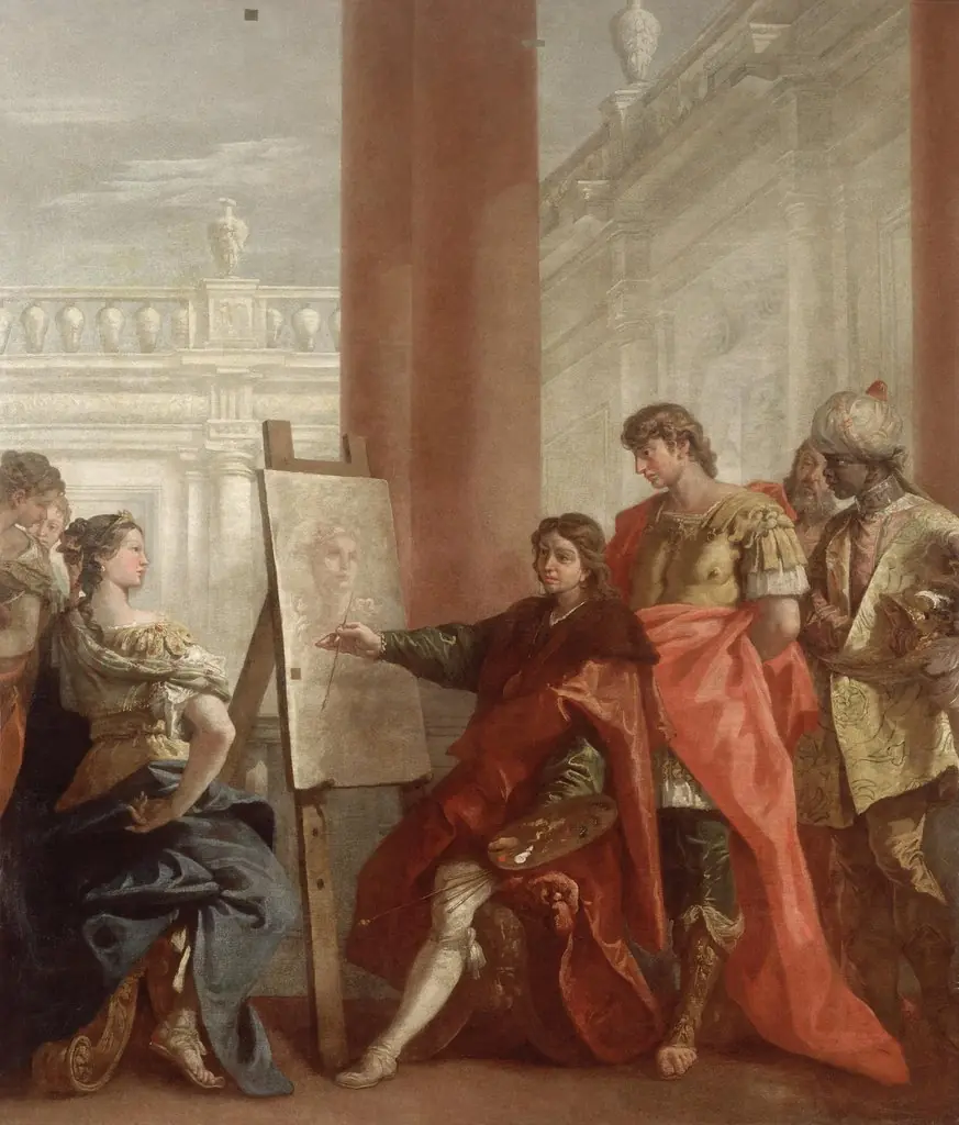 Apelles Paints Campaspa, by Sebastiano Ricci, oil, 1713