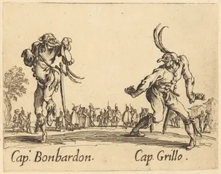 Cap. Bonbardon and Cap. Grillo, by Jacques Callot, ink, 1622