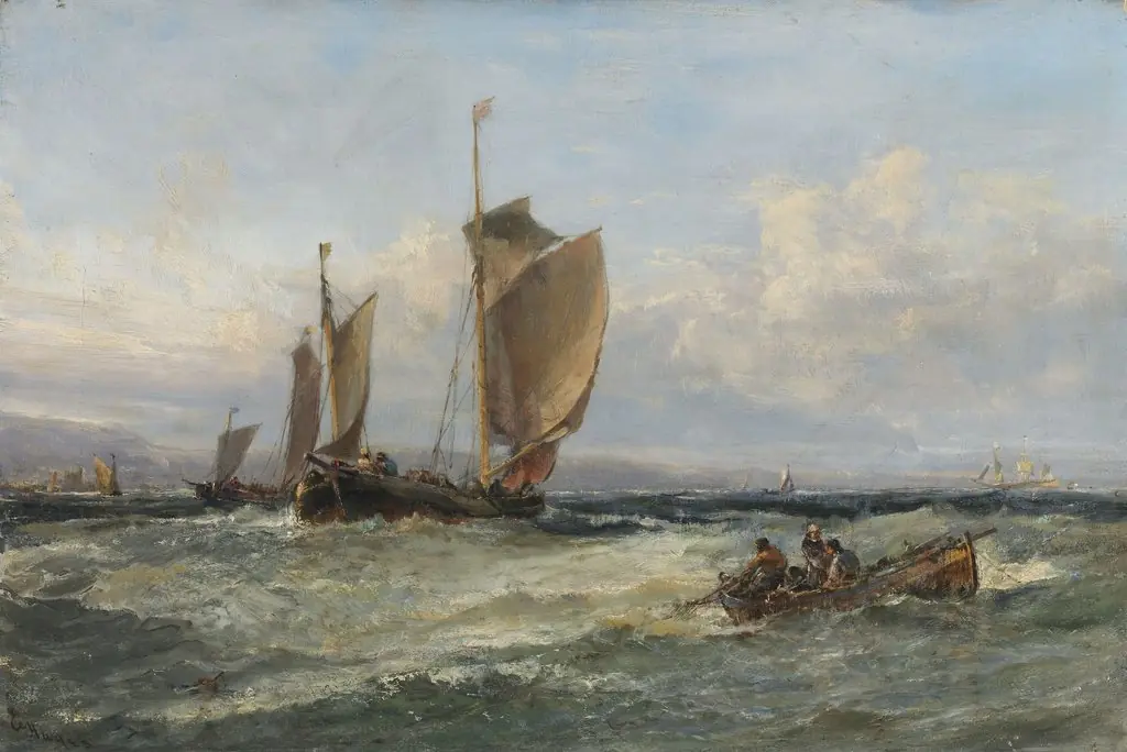 Trawlers Leaving Port, by Edwin Hayes, oil, 1869
