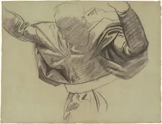 Study for "Handmaid of the Lord", by John Singer Sargent, charcoal, 1910
