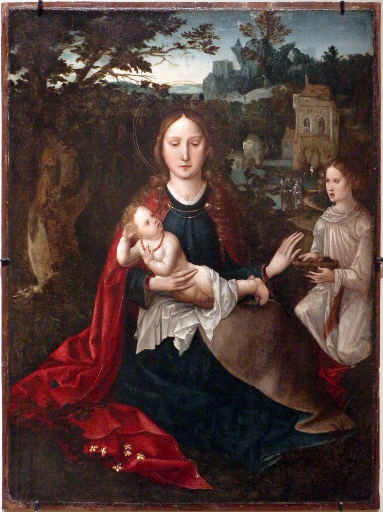 A Virgem Maria e o Menino Jesus com um Anjo, detail
