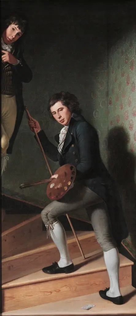 Staircase Group (Portrait of Raphaelle Peale and Titian Ramsay Peale I), by Charles Willson Peale, oil, 1798