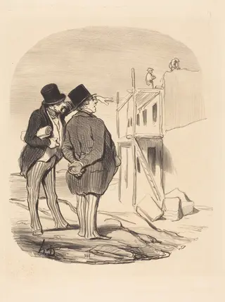 Two Men Amid Ruins, by Honoré Daumier, ink, 1844