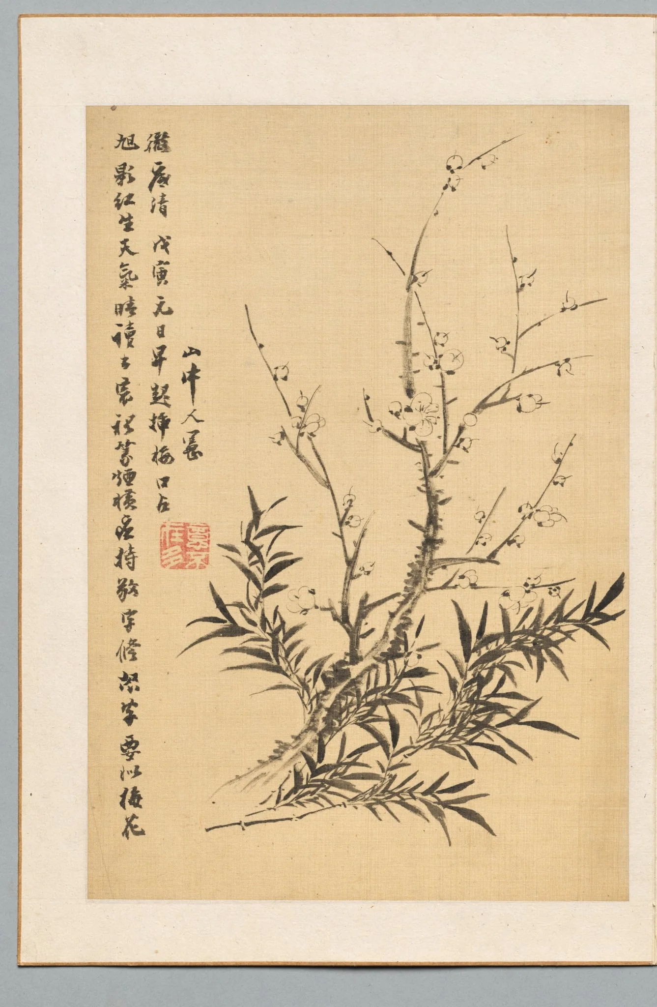 Plum Blossoms and Bamboo, detail