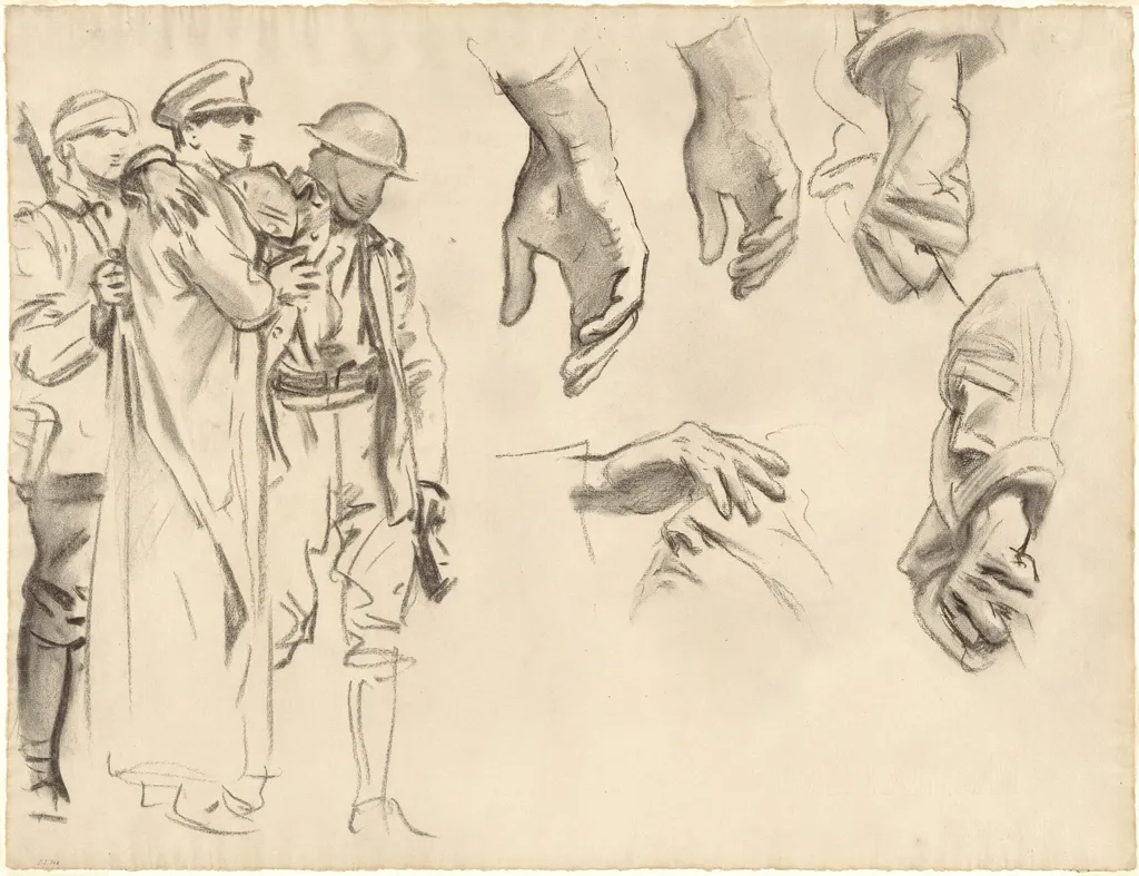 Studies for "Gassed", by John Singer Sargent, charcoal, 1918