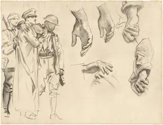 Studies for "Gassed", by John Singer Sargent, charcoal, 1918
