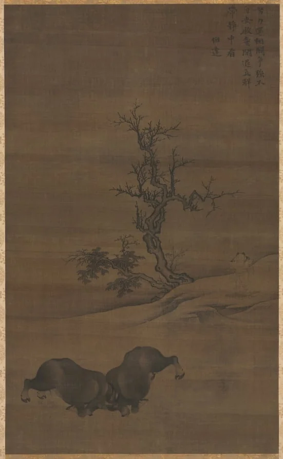 Herdboys and Buffalo in Landscape, detail