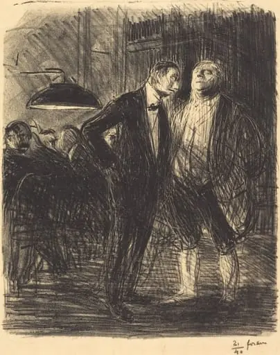 Le decavé (Cleared Out), by Jean-Louis Forain, ink, 1914