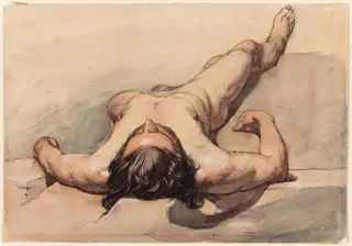 Study of a Male Nude, by William Mulready, watercolor, 1852