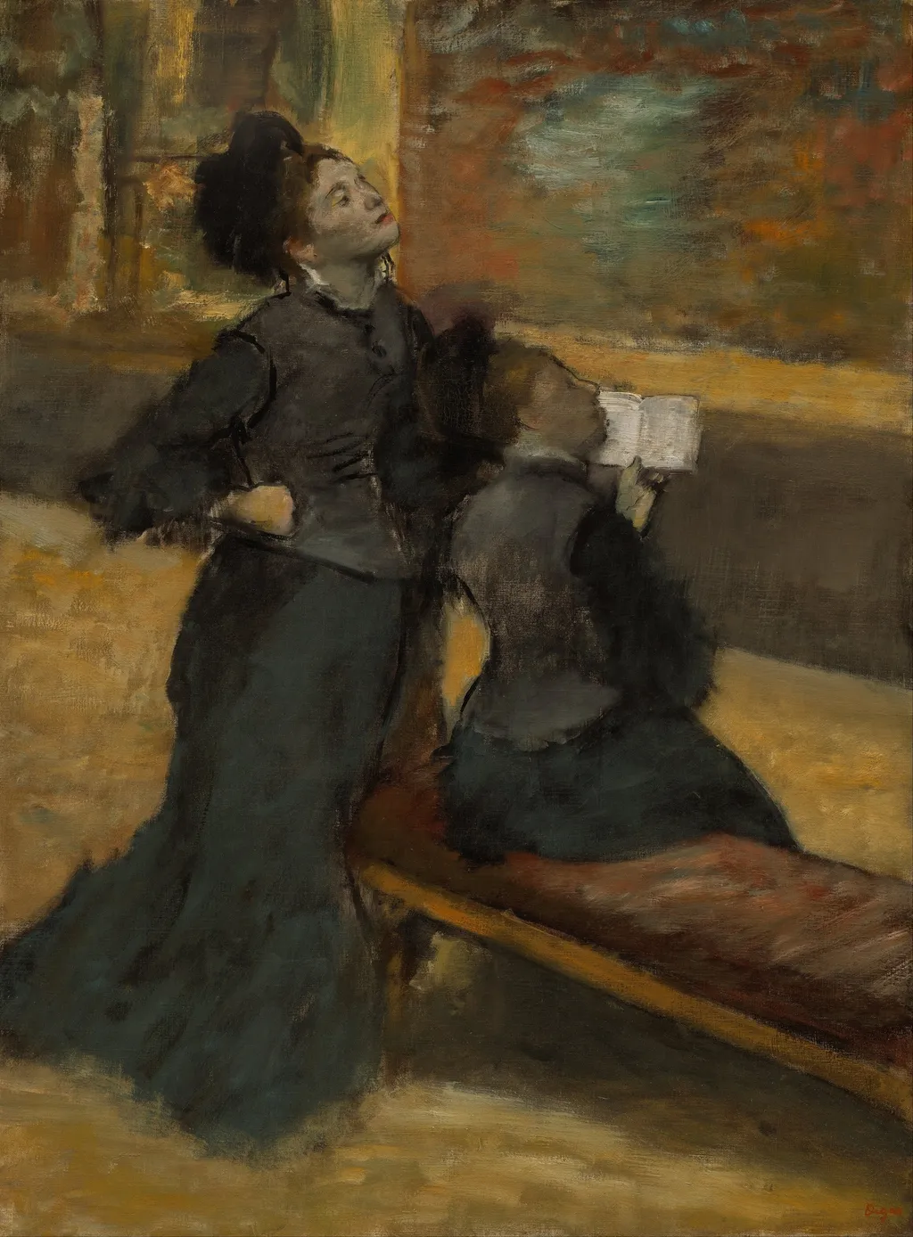Visit to a Museum, by Edgar Degas, oil, 1890