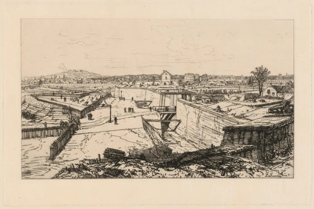 The Porte de Versailles at Pont du Jour, by Maxime Lalanne, ink, 1871