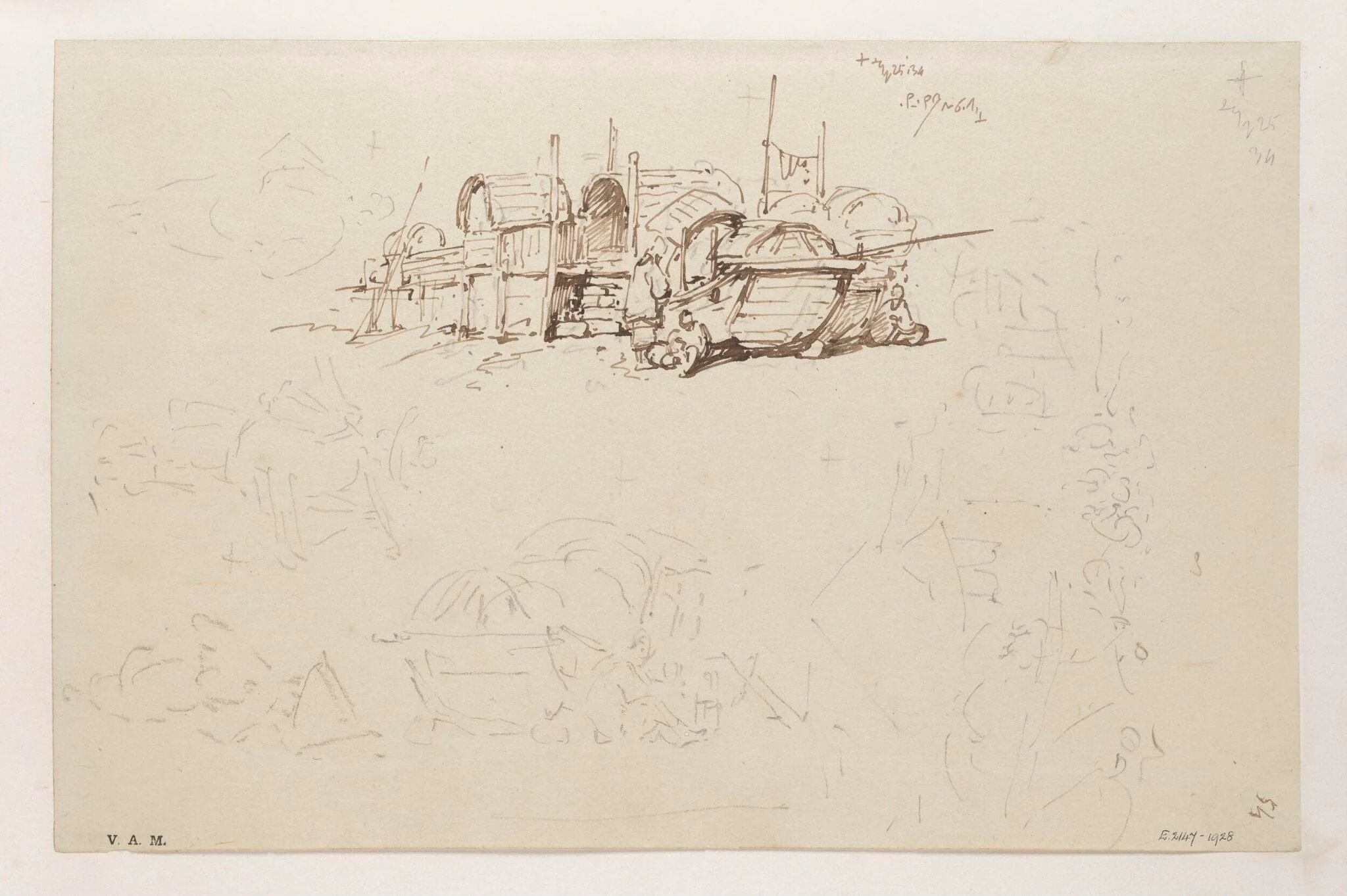 Tanka boats adapted as beach dwellings, detail