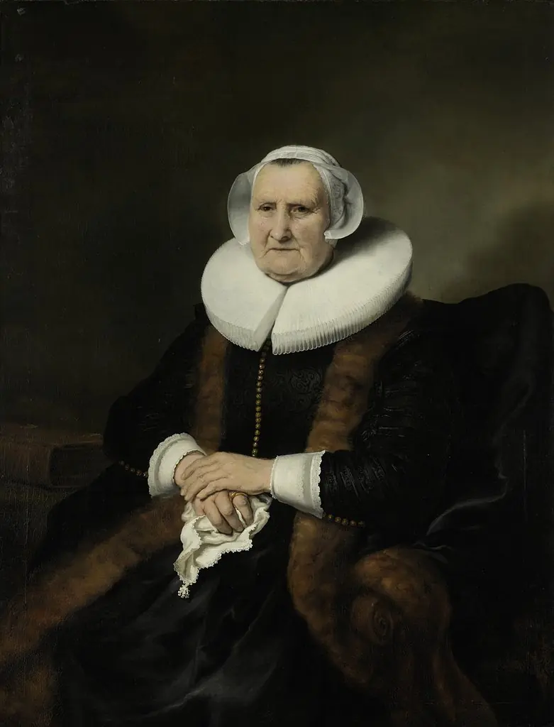 Portrait of an Old Lady, Possibly Elisabeth Bas, by Ferdinand Bol, oil, 1640