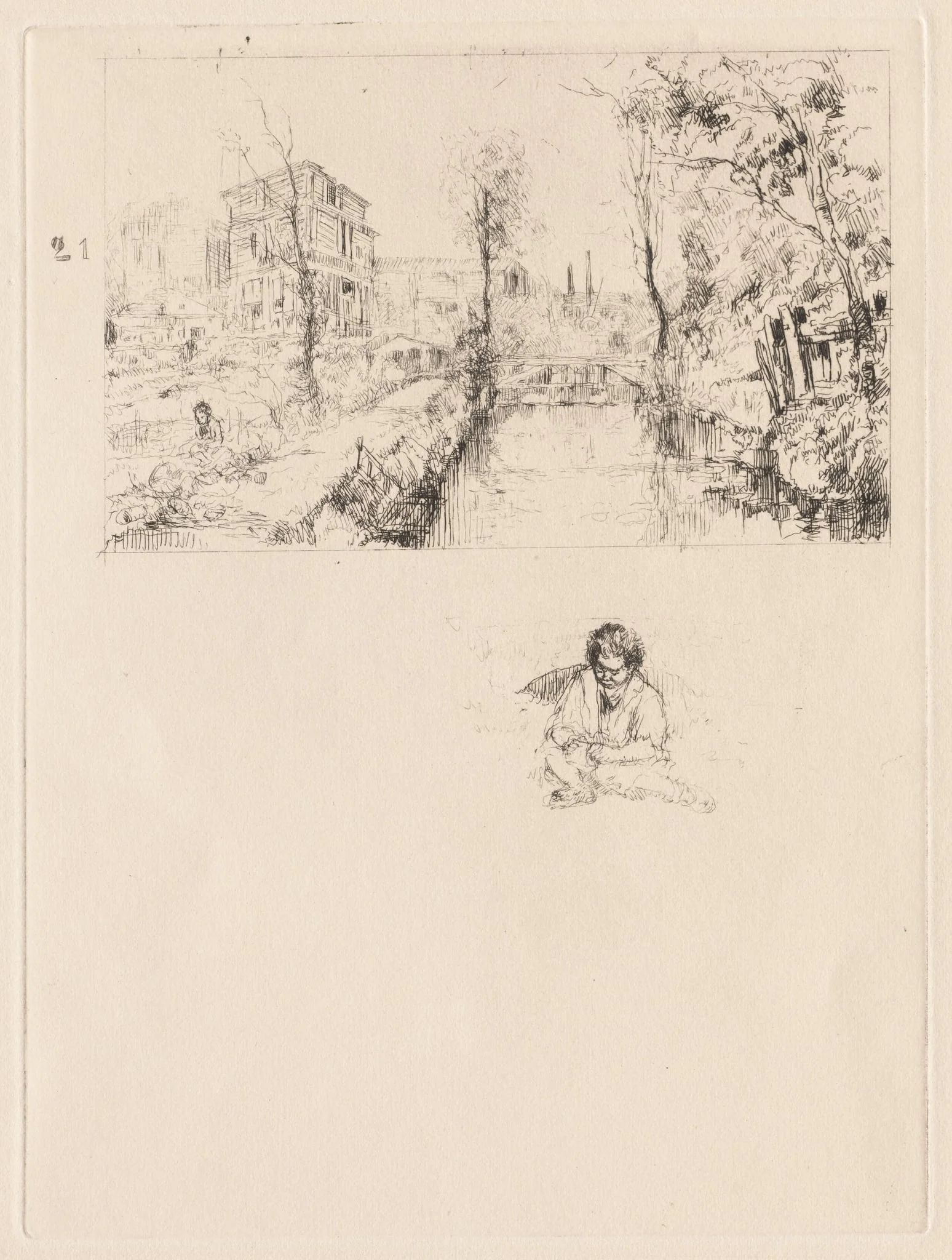 Landscape with Bridge and Child, detail