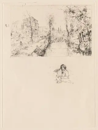 Landscape with Bridge and Child, by Auguste Brouet, 1922