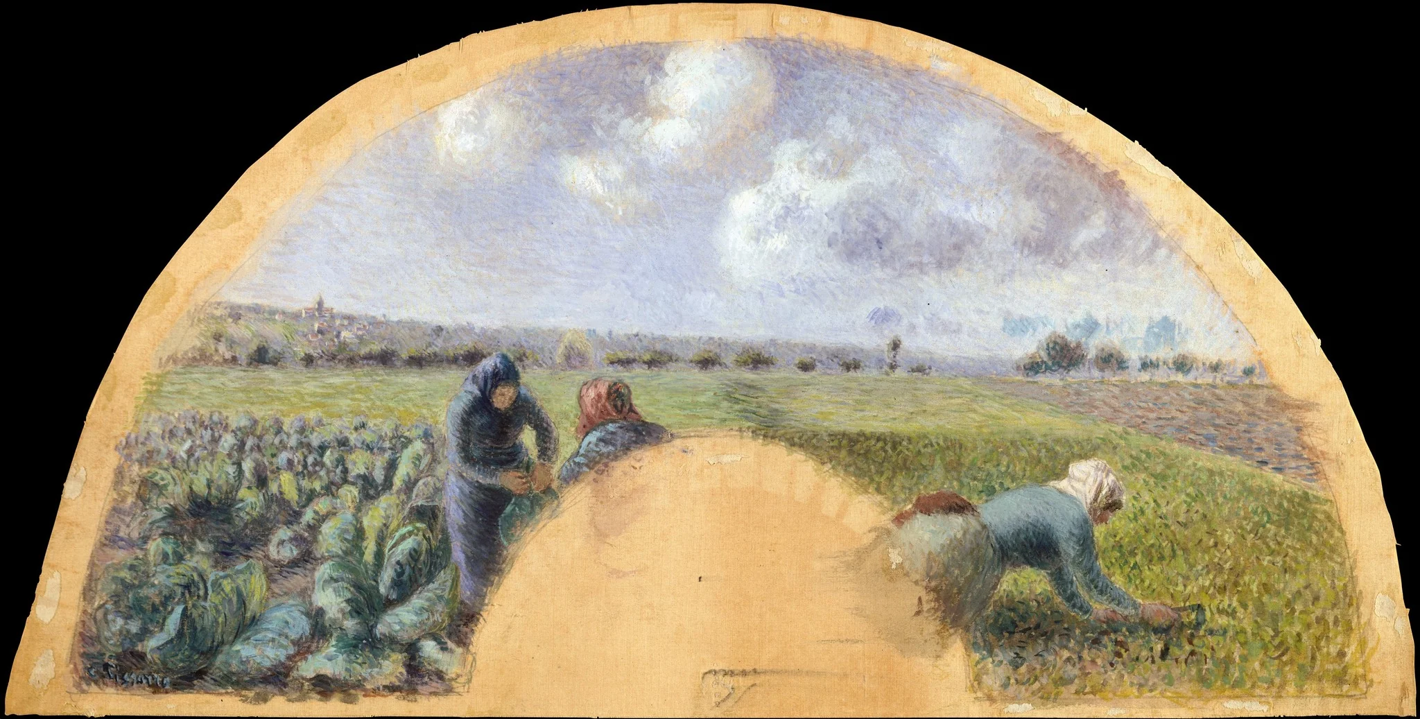 Fan Mount: The Cabbage Gatherers, detail