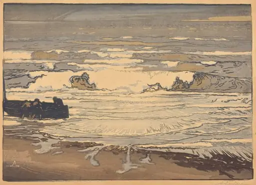 Unfurled Waves, Flood of September 1901 (Les lames deferlent,maree de Septembre 1901), by Auguste Lepère, ink, 1901