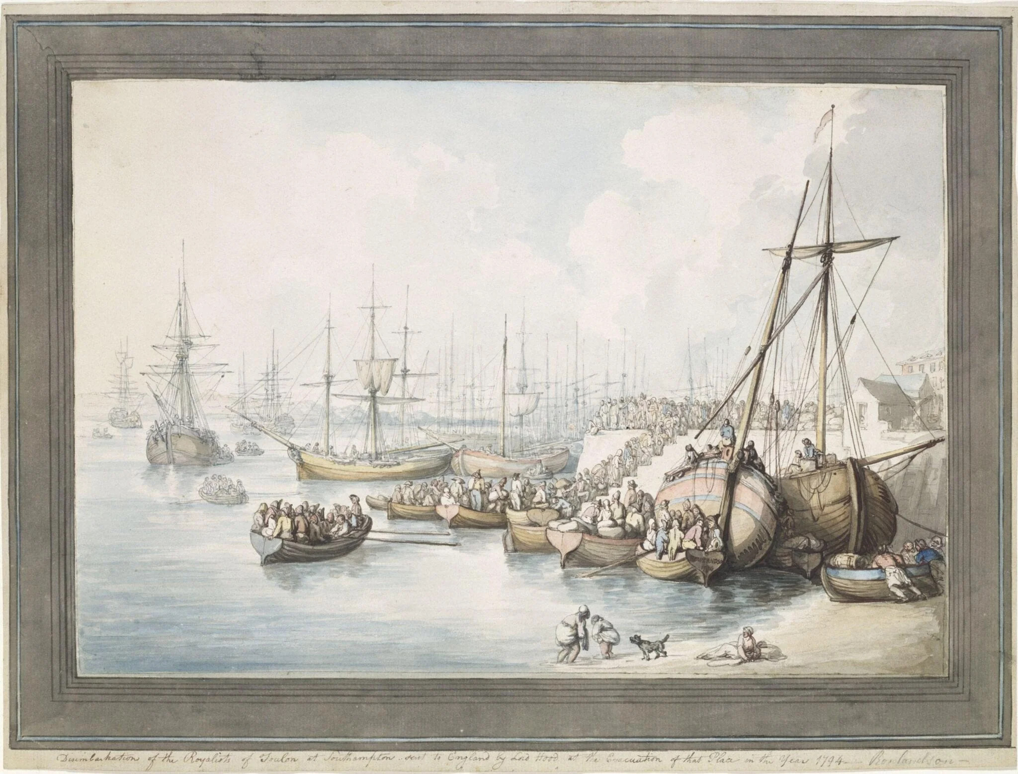 Disembarkation of the Royalists of Toulon at Southampton, 1794, detail