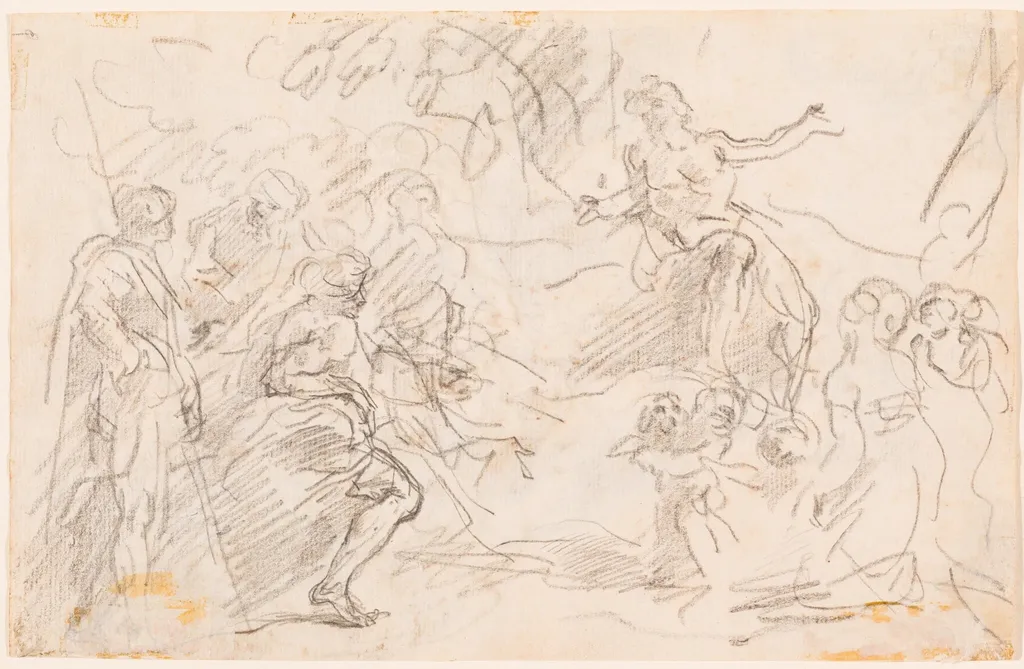 Biblical Scene [verso], by Sebastiano Ricci, graphite, 1725