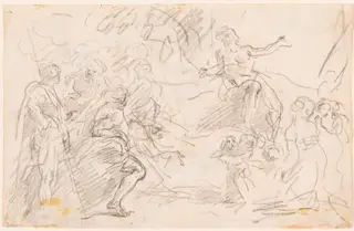 Biblical Scene [verso], by Sebastiano Ricci, graphite, 1725