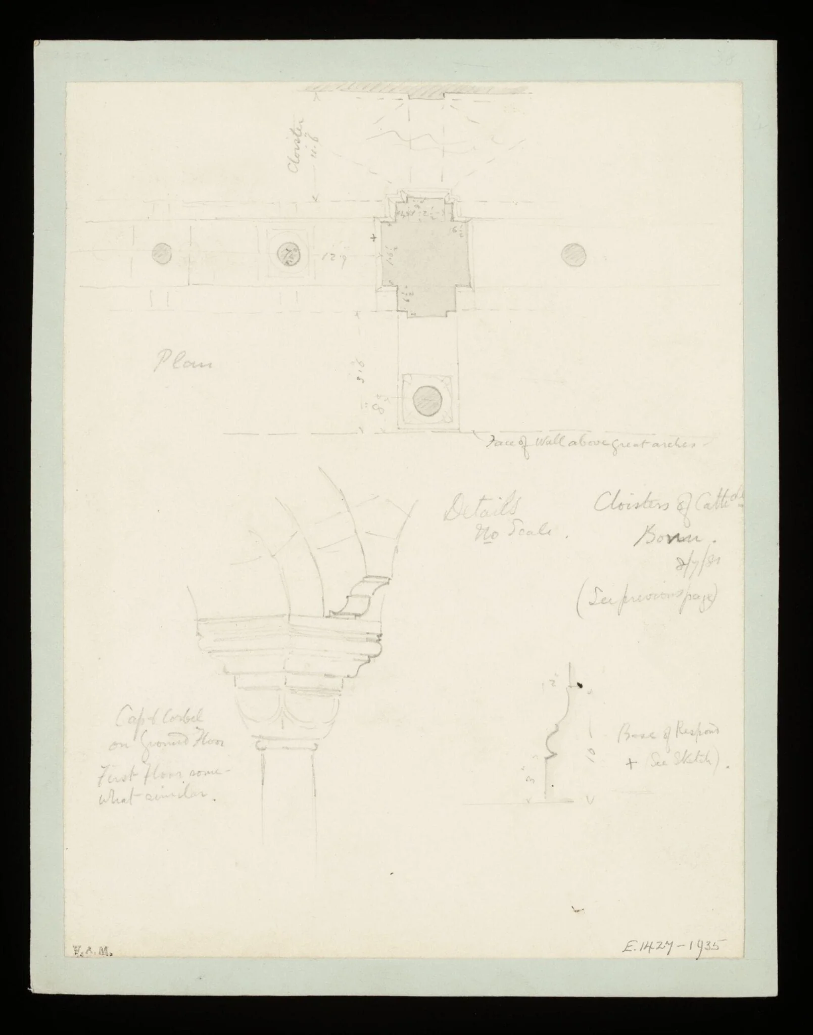 One of 235 drawings of architectural subjects in France, Germany, and Italy, detail