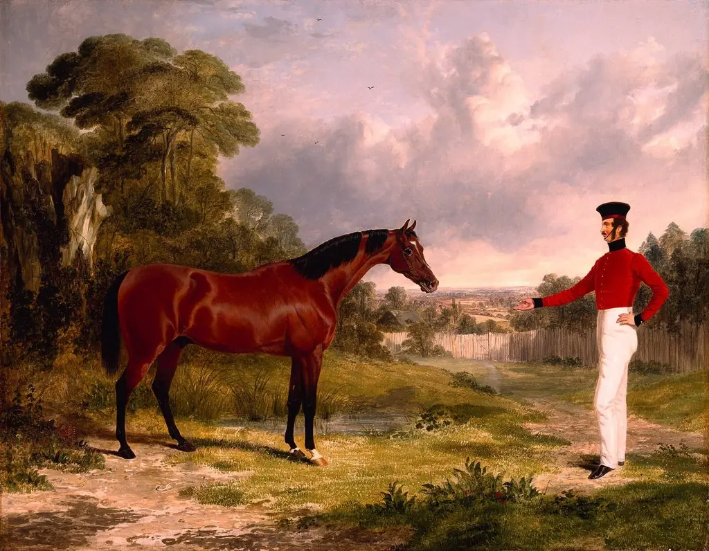 A Soldier with an Officer's Charger, by John Frederick Herring, Sr., oil, 1839