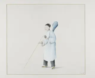 A Blind Female Singer, by Puqua, paint, 1790