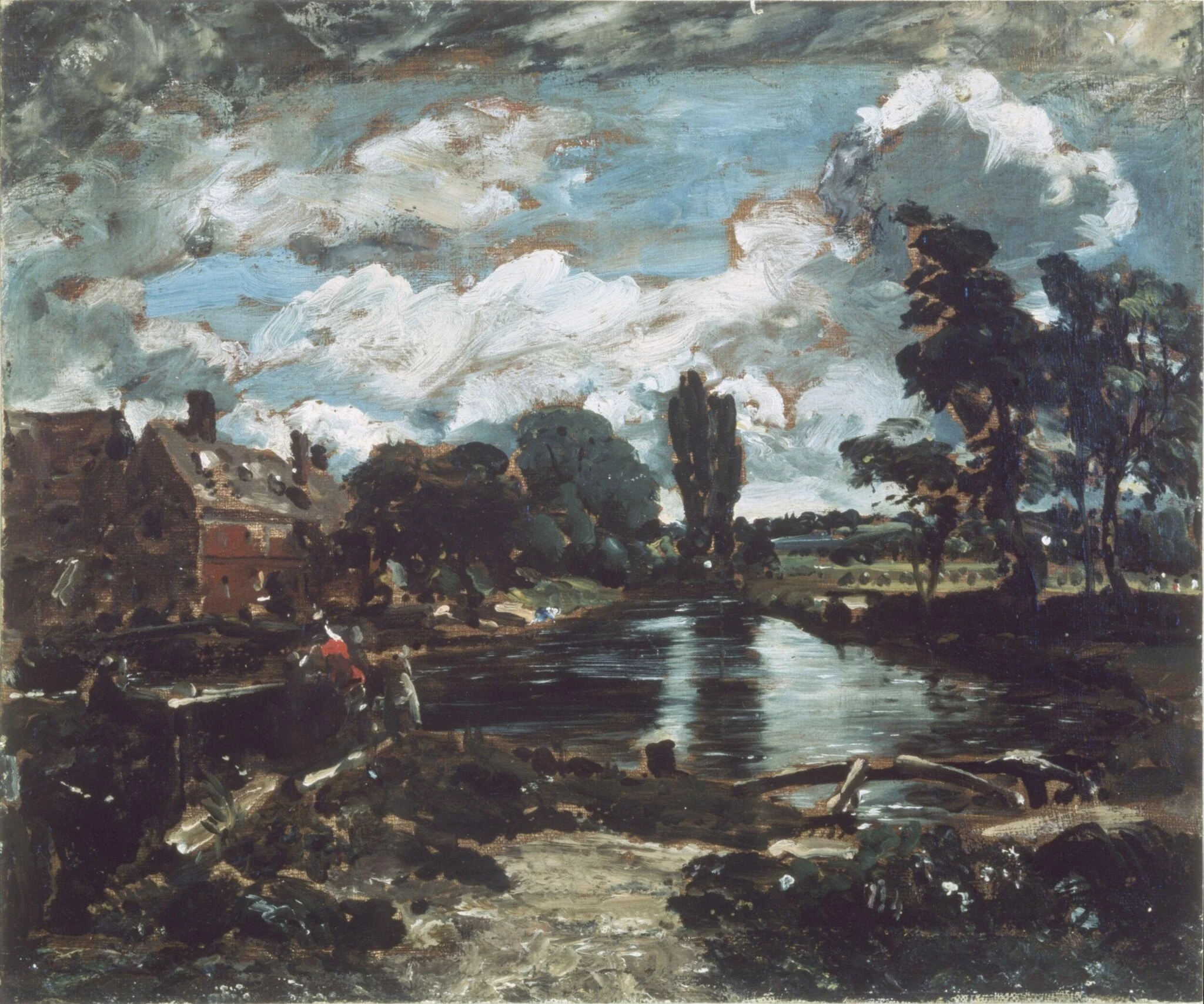 Flatford Mill from a Lock on the Stour, detail