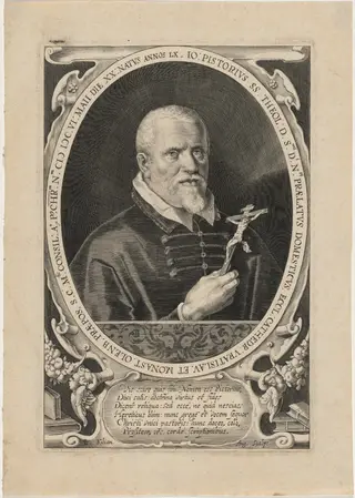 Johannes Pistorius, Divine, by Lucas Kilian, ink, 1608