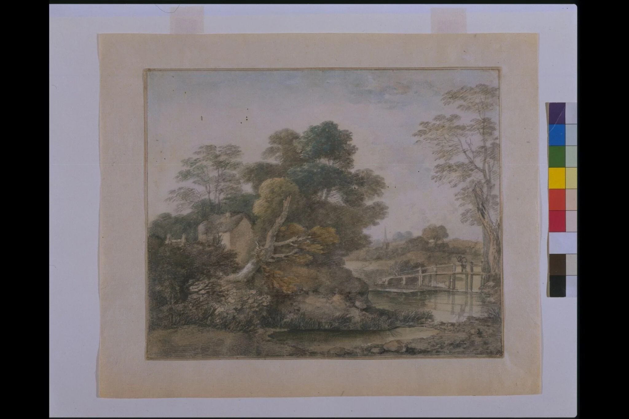 Landscape with Cottage and Stream, detail