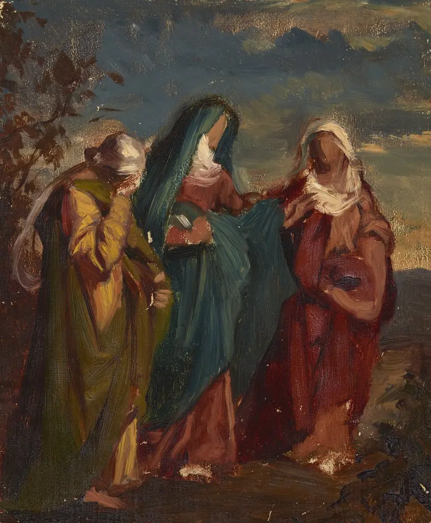Sketch to the Painting "Three Marys Walking to Christ's Tomb", by Józef Simmler, oil, 1855