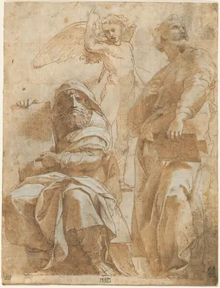 The Prophets Hosea and Jonah, by Raphael, ink, 1510