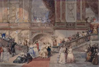 Ball at the Hotel de Ville, Paris, by Eugène Lami, watercolor, 1850