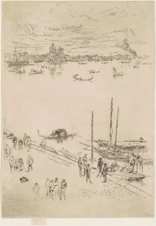 Upright Venice, by James McNeill Whistler, ink, 1880
