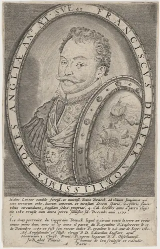 Sir Francis Drake, by Thomas de Leu, ink, 1590