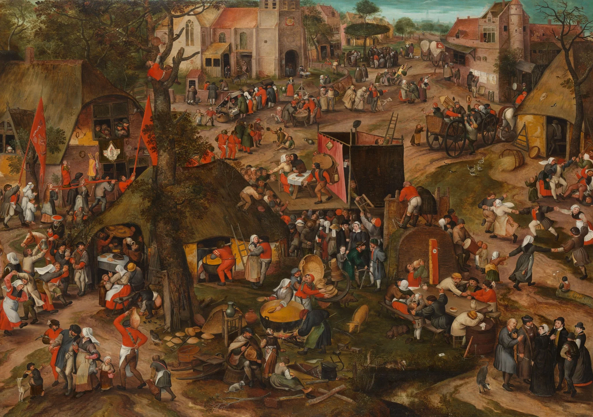 A Flemish Kermis with a Performance of the Farce &#8216;Een cluyte van Plaeyerwater&#8217;, detail