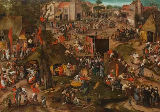 A Flemish Kermis with a Performance of the Farce ‘Een cluyte van Plaeyerwater’, by Pieter Balten, unspecified, 1570