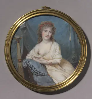 Portrait of a Woman Reclining on a Sofa, by Jean-Antoine Laurent, watercolor, 1796