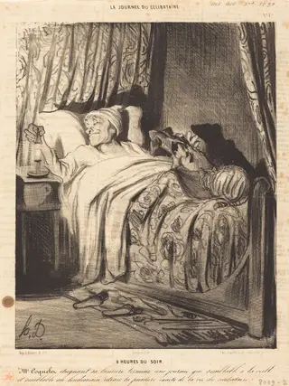 9 heures du soir, by Honoré Daumier, ink, 1839