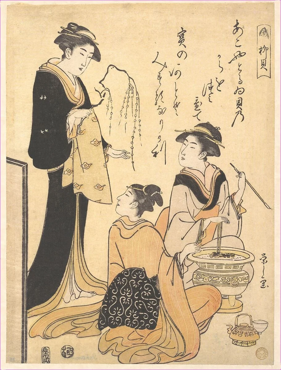 鳥文斎栄之画 「柳貝」|The Willow Shell (Yanagi-kai), from an Untitled Set of Beauty Prints on the Theme of Shells, detail