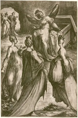 The Three Marys at the Tomb, by Jacques Bellange, ink, 1605
