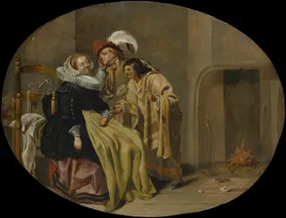 A Couple in an Interior with a Gypsy Fortune-Teller, by Jacob Duck, oil, 1632
