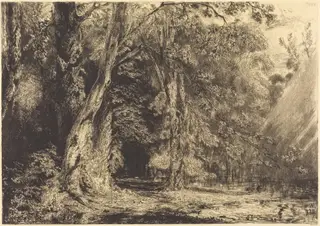 Flooding in the Forest of the Ile Séguin, by Paul Huet, ink, 1833