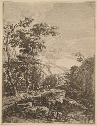 The Woman on the Hinny, by Jan Both, ink