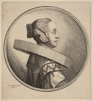 Woman with a Ruff in Profile, by Wenceslaus Hollar, ink, 1643