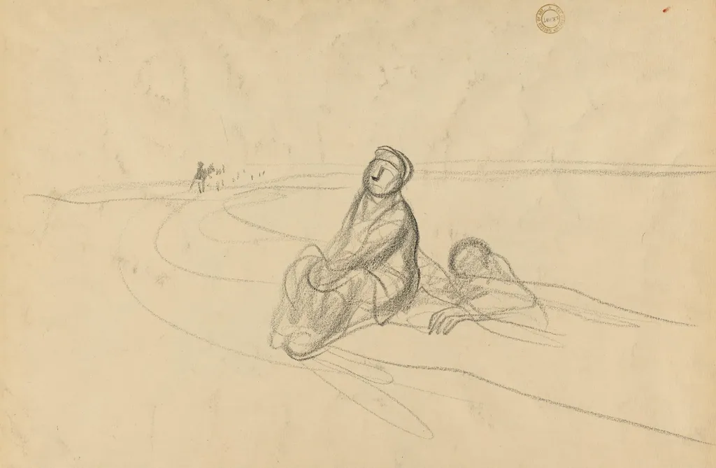 Two Figures on a Road (verso), by Jean-Louis Forain, 1919