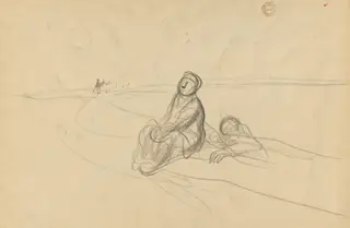 Two Figures on a Road (verso), by Jean-Louis Forain, 1919