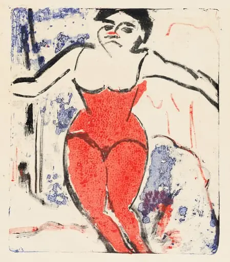 Performer Bowing, by Ernst Ludwig Kirchner, ink, 1909